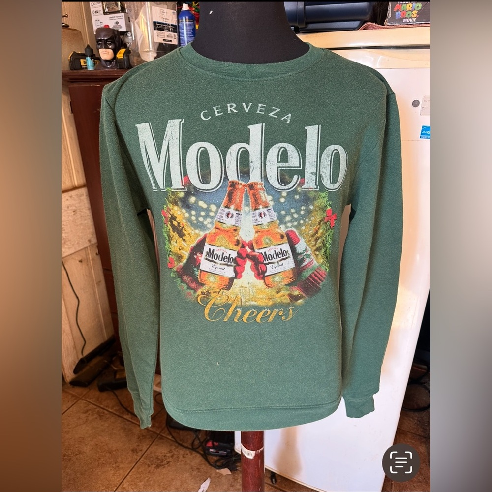 New Modelo Cerveza Men's XS Pullover Beer Fleece Sweatshirt  Green